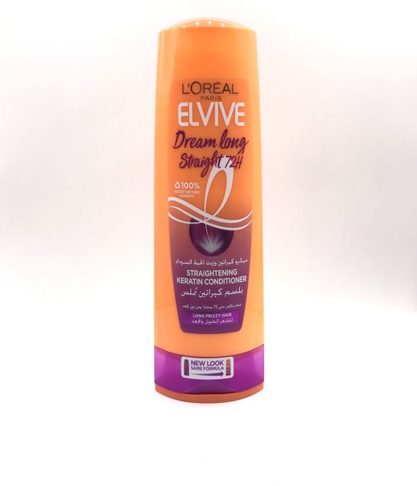 L'Oreal Paris Elvive Keratin Smoothing Conditioner with Micro Keratin and Black Seed Oil for Long and Curly Hair