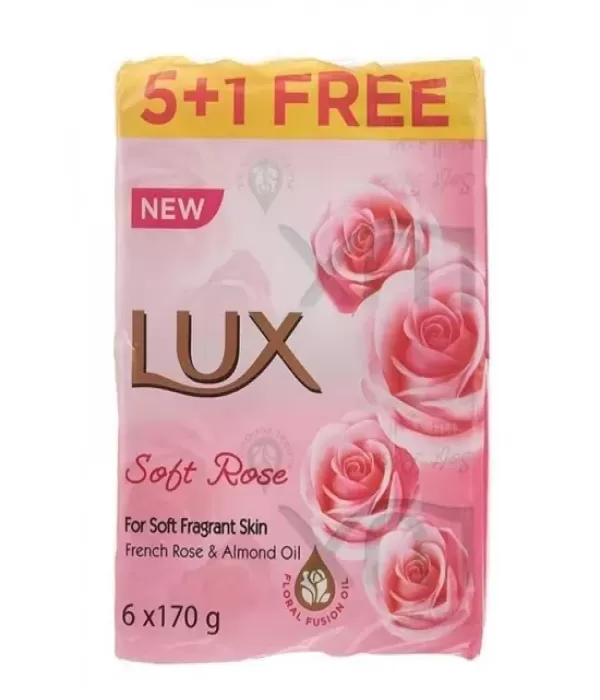 Lux Soft Touch Soap With French Rose Extract & Almond Oil 5+1 170 gm